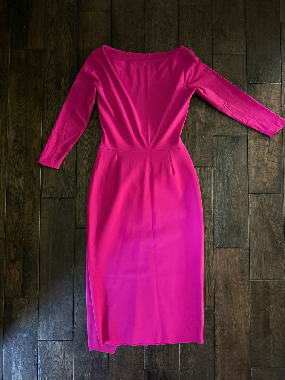 Chiara Boni Fuchsia Long-Sleeve Draped Midi Dress - Picture 4 of 5